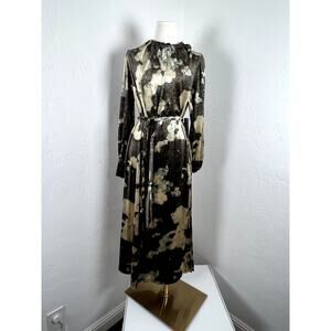 MELLODAY Velvet Long Sleeve Dress in Browns/golds/seafoam/olive NWT (small)